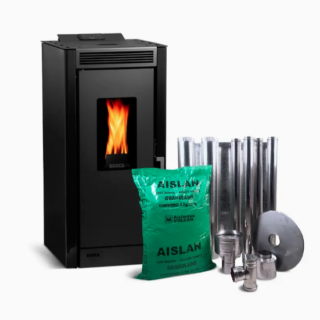 Estufa a pellet Black Vision + kit de Instalación interior