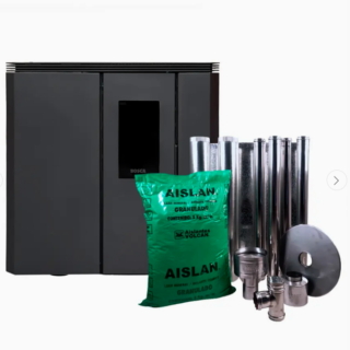 Estufa a pellet de pasillo Black Vision Fit charcoal + kit de instalación