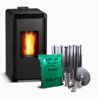 Estufa a pellet Hera + Charcoal + kit de Instalación interior