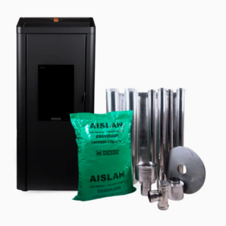 Estufa a Pellet Silenzio Black Vision + Kit de Instalación interior